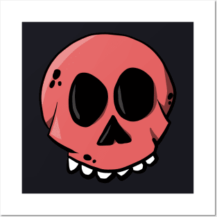 Cartoon Skull red Comic Skeleton Posters and Art